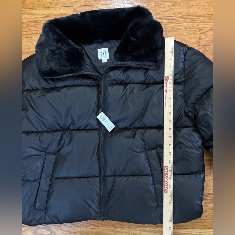 Gap Relaxed Puffer Jacket Women’s XXL Black Faux Fur Collar Quilted Coat New - Picture 7 of 7